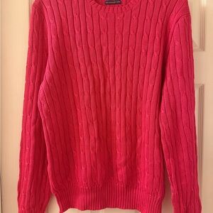 Ralph Lauren Bright Pink Cable Knit Crewneck Sweater